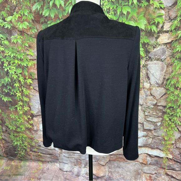 ALICE + OLIVIA Black Soft Shell Lamb Leather Trimmed Jacket, XL - Picture 6 of 10